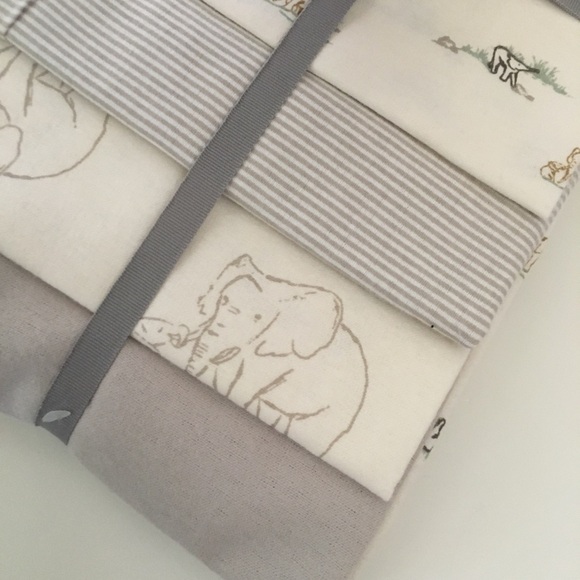 NEW Carter’s Baby Receiving Blankets Cotton Elephants Stripe Solid Neutral Color - Picture 7 of 7